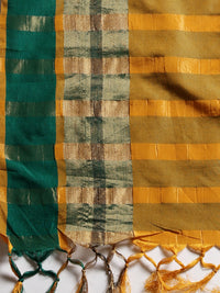 Thumbnail for Saree Mall Mustard Yellow & Green Solid Saree - Distacart