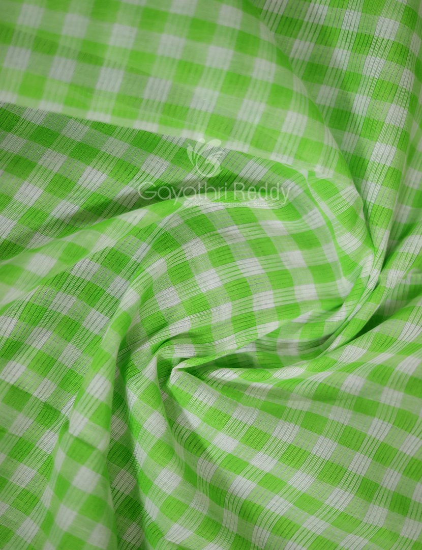 Light Green With Checks Pure Mangalgiri Cotton Saree By Gayathri Reddy Designer Studio - Distacart