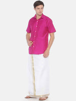 Thumbnail for Sethukrishna Men White Solid Readymade Pocket Dhoti - Distacart
