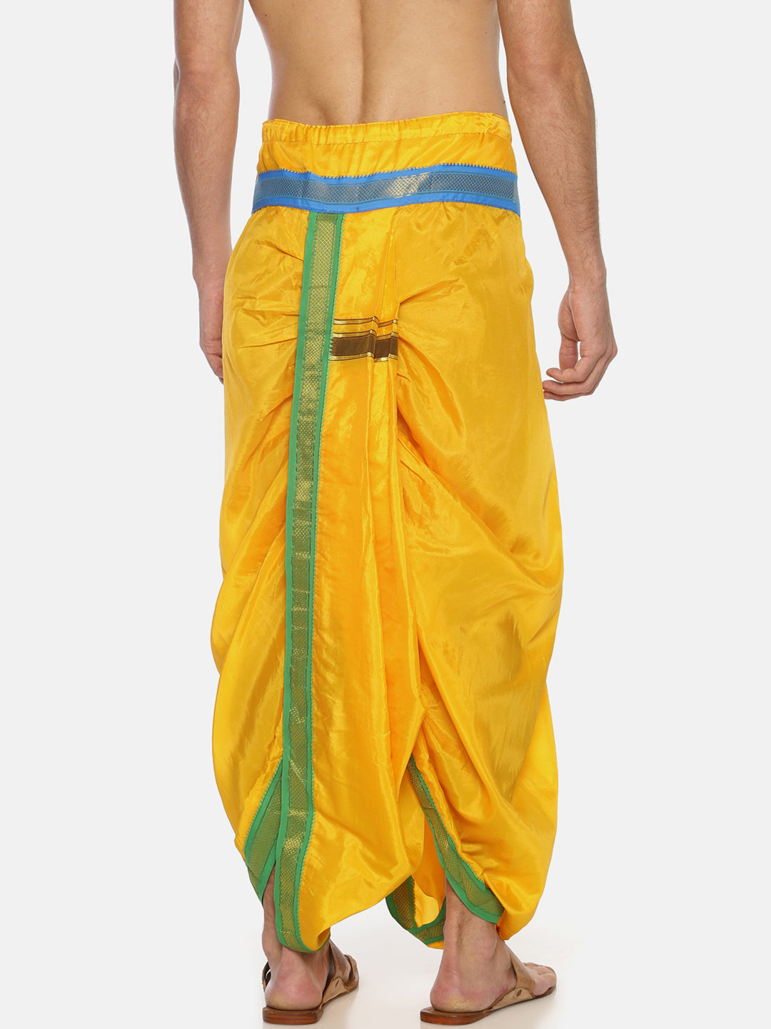 Sethukrishna Yellow Solid Double Layer Readymade Dhoti Pant For Men - Distacart
