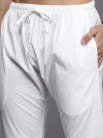 Thumbnail for Manyavar Men White Self Design Kurta with Pyjamas - Distacart