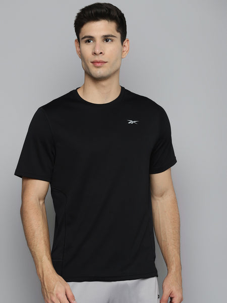 Reebok Men Black Speedwick Solid Running REECYCLED + SPEEDWICK T-shirt - Distacart