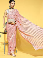 Thumbnail for Mitera Striped Saree with Embellished Border - Distacart
