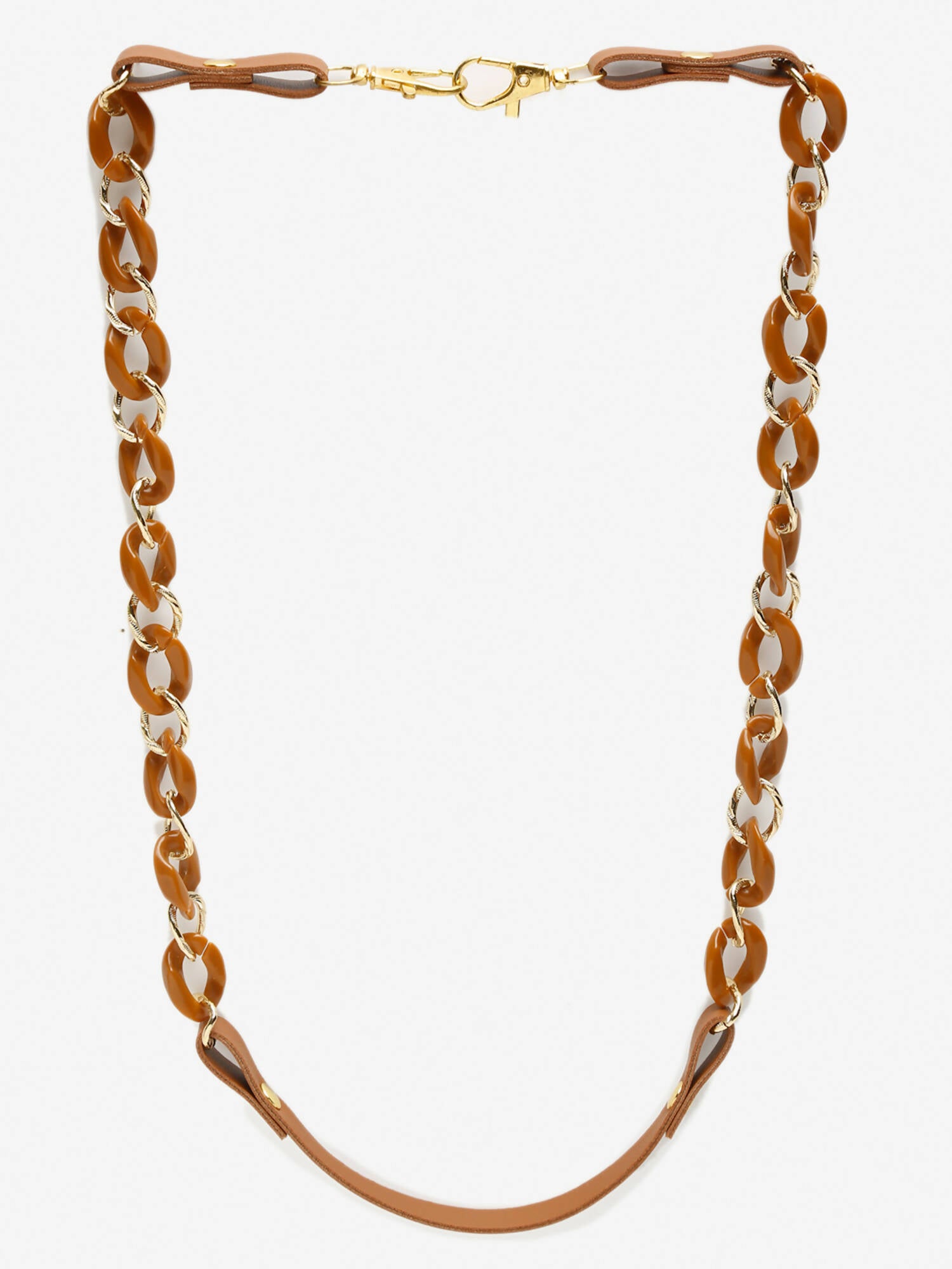 Women's Pack Of 2 Brown Gold Toned Beaded Mask Chains - Ruby Raang - Distacart