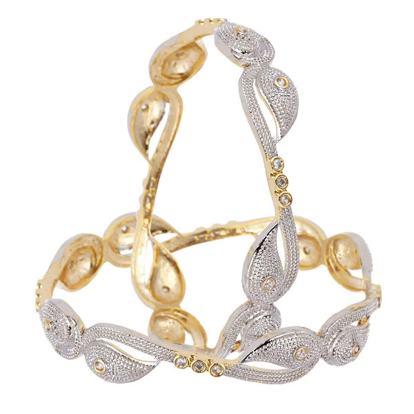 Gold-Plated Alloy Heart Shape American Diamond Studded Bangle Set - The Pari - Distacart