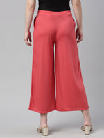 Thumbnail for Souchii Peach-Coloured Knitted Palazzos - Distacart
