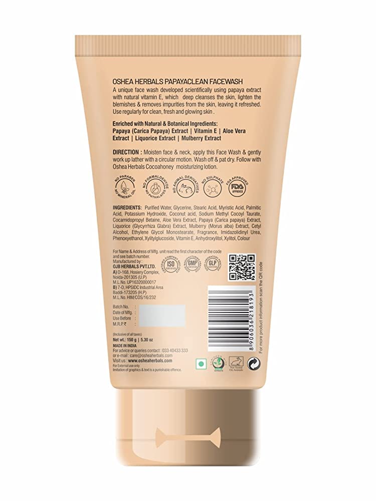 Oshea Herbals Papayaclean Anti Blemish Face Wash - Distacart
