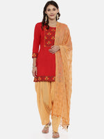 Thumbnail for Souchii Beige & Gold Foil Print Dupatta with Tasselled Border - Distacart