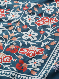 Thumbnail for Sangria Women Teal Blue & White Printed Kurta with Palazzos - Distacart