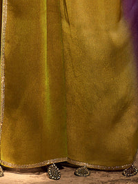 Thumbnail for Saree Mall Purple & Beige Ombre Embroidered Sarees - Distacart