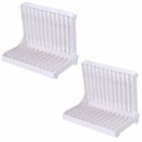 Thumbnail for White Color - Folding Plastic Kitchen Dish Rack Stand Plate Holder - 2 Piece - Distacart