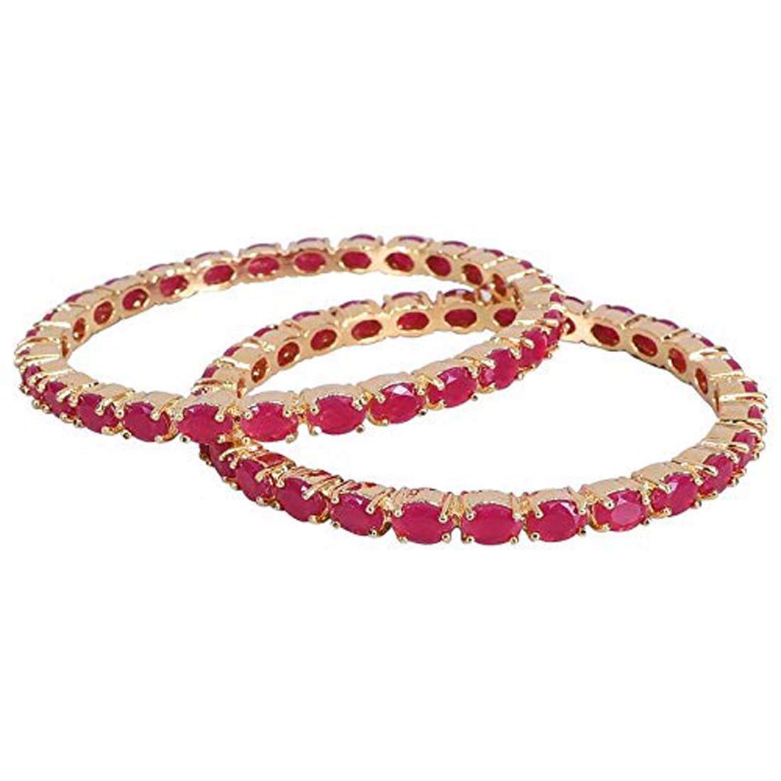 Gold-Plated Alloy Ruby Ad 4 Bangles Set - The Pari - Distacart