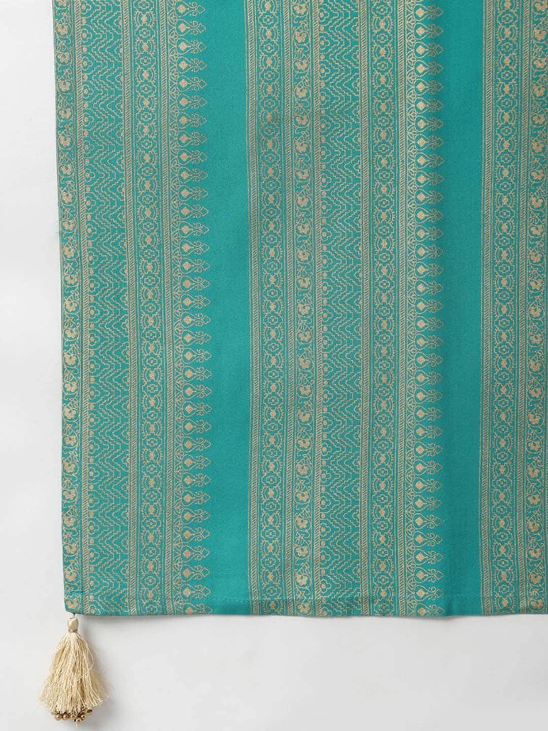 Khushal K Women Turquoise Blue Ethnic Motifs Printed Gotta Patti Kurta with Trousers & With Dupatta - Distacart