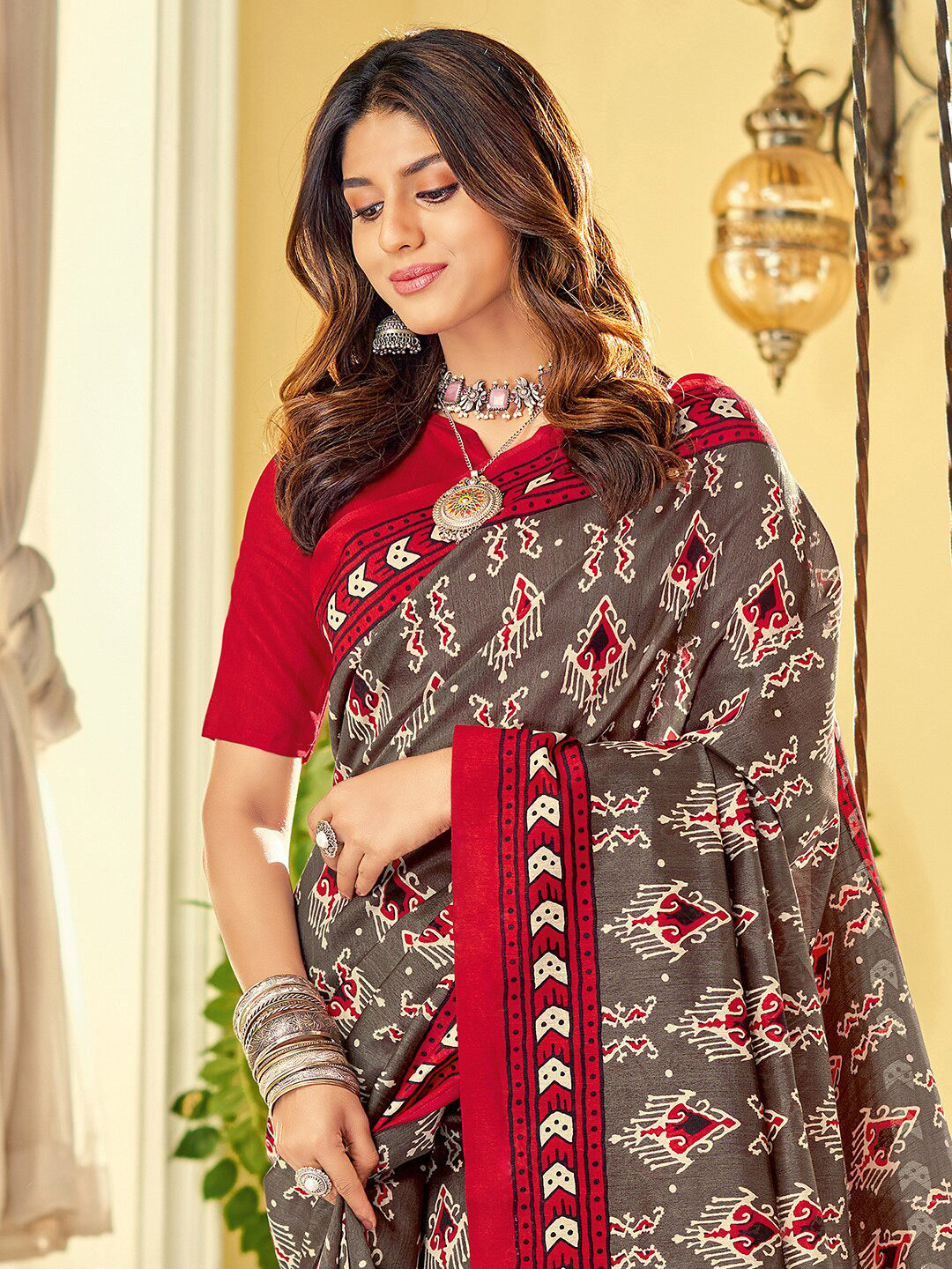 Kalini Ethnic Motifs Printed Dabu Saree - Distacart