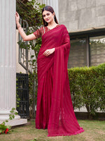 Thumbnail for Tikhi Imli Striped Satin Ready to Wear Saree - Distacart