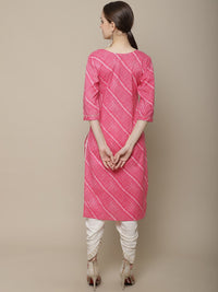 Thumbnail for Sangria Women Pink Leheriya Striped Kurta - Distacart