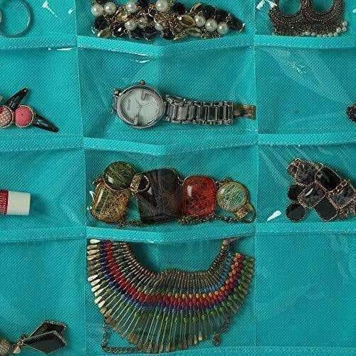 Green Color - Fabric Hanging Dress Double Sided Jewelry Organizer - Distacart