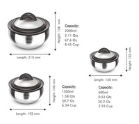 Thumbnail for Milton Stainless Steel Casserole with Glass Lid - Set of 3 - Distacart