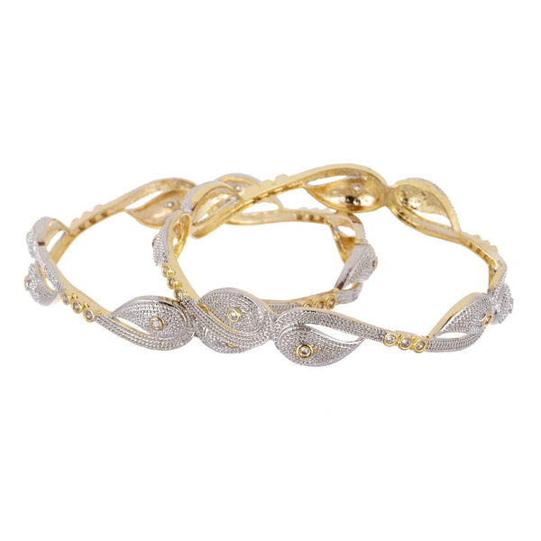 Gold-Plated Alloy Heart Shape American Diamond Studded Bangle Set - The Pari - Distacart