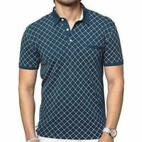 Thumbnail for Men's Cotton Printed Green Polo Tshirt Half Sleeve - Distacart