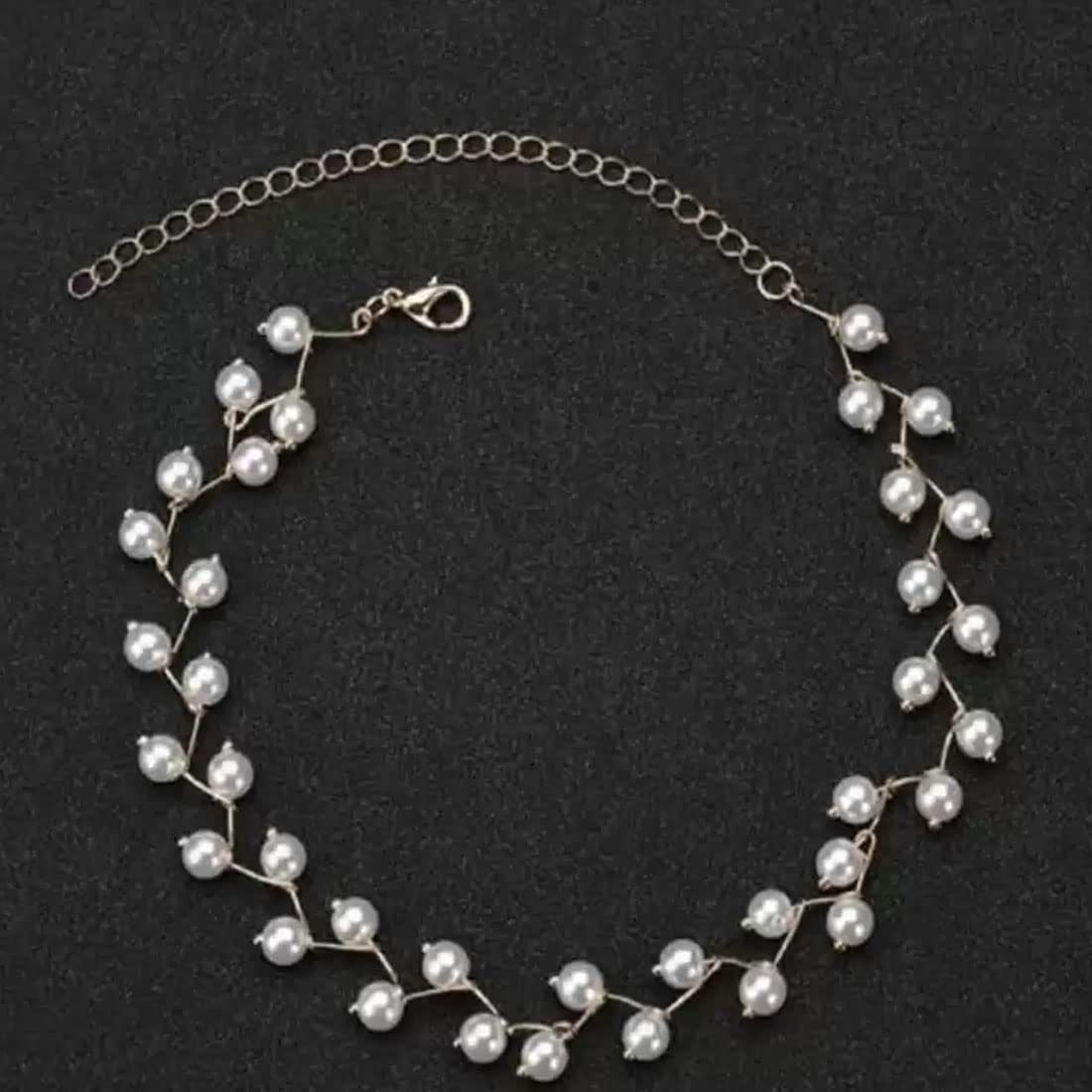 Silver-Toned Alloy Denty Look Pearl Necklace - The Pari - Distacart