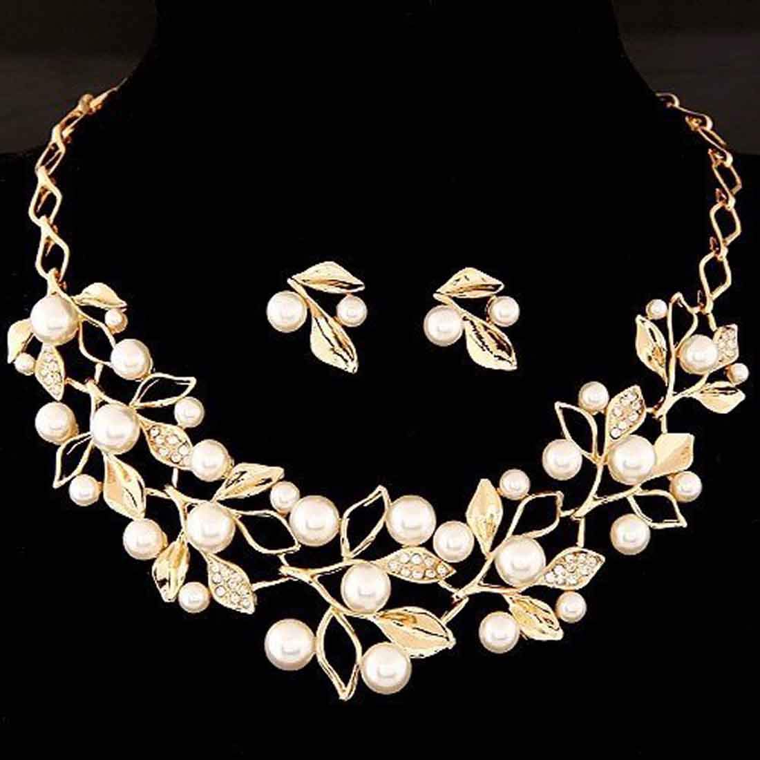 Gold-Toned Alloy Pearl Studded Long Haar Necklace - The Pari - Distacart