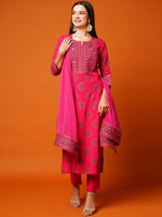 Thumbnail for Kalini Ethnic Motifs Printed Regular Kurta with Trousers & Dupatta - Distacart