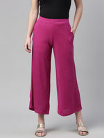 Thumbnail for Souchii Purple Knitted Ethnic Palazzos - Distacart