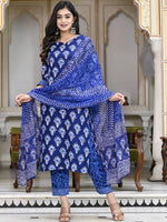 Thumbnail for Kalini Ethnic Motifs Printed Regular Kurta With Trousers & Dupatta - Distacart