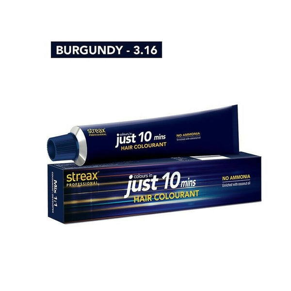 Streax Professional Just 10 Hair Colourant Cream - Burgundy 3.16 - Distacart