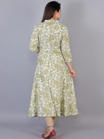 Thumbnail for Kalini Women Olive Green & White Floral Printed Floral Anarkali Kurta - Distacart