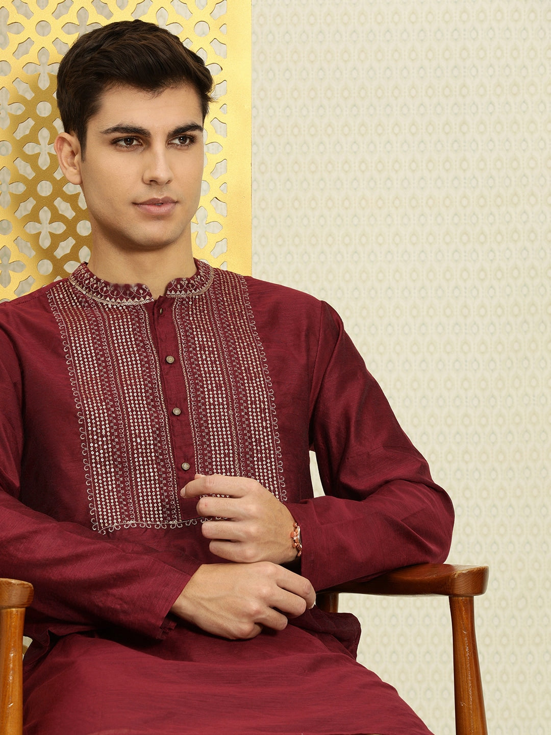 House of Pataudi Men Yoke Design Long Sleeves Jashn Kurta - Distacart