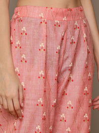 Thumbnail for HERE&NOW Orange Floral Printed A-Line Kurta Set - Distacart