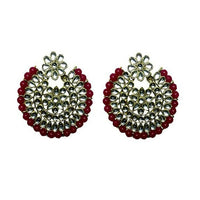 Thumbnail for Tiaraa Maroon Stone Kundan Fashion Earrings - Distacart