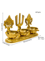 Thumbnail for Spillbox Gold-Toned Brass Namah 3 Kuber Diya Pooja Essential - Distacart