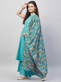 Thumbnail for InWeave Women's Teal Lurex Boho Kurta Set W Teal Camelia Cr Dupatta - Distacart
