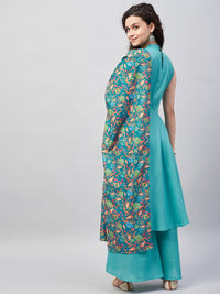 Thumbnail for InWeave Women's Teal Lurex Boho Kurta Set W Teal Camelia Cr Dupatta - Distacart