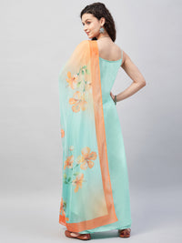 Thumbnail for InWeave Women's Sky Blue Strappy Set W Aqua Orange Ge Dupatta - Distacart