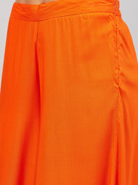 Thumbnail for InWeave Women's Orange Gota Long Kurta Set W Grey Gota Or Dupatta - Distacart