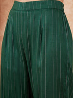 Thumbnail for InWeave Women's Pine Green Lurex High Low Angrakha Tie Up Kurta Set - Distacart