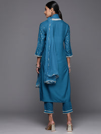 Thumbnail for Biba Women Ethnic Motifs Print Gotta Patti Kurta with Trousers & Dupatta - Distacart