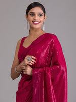 Thumbnail for Koskii Maroon Embellished Sequinned Saree - Distacart
