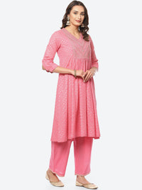 Thumbnail for Biba Women Ethnic Motifs Printed Zari Work Kurta With Palazzos & Dupatta - Distacart