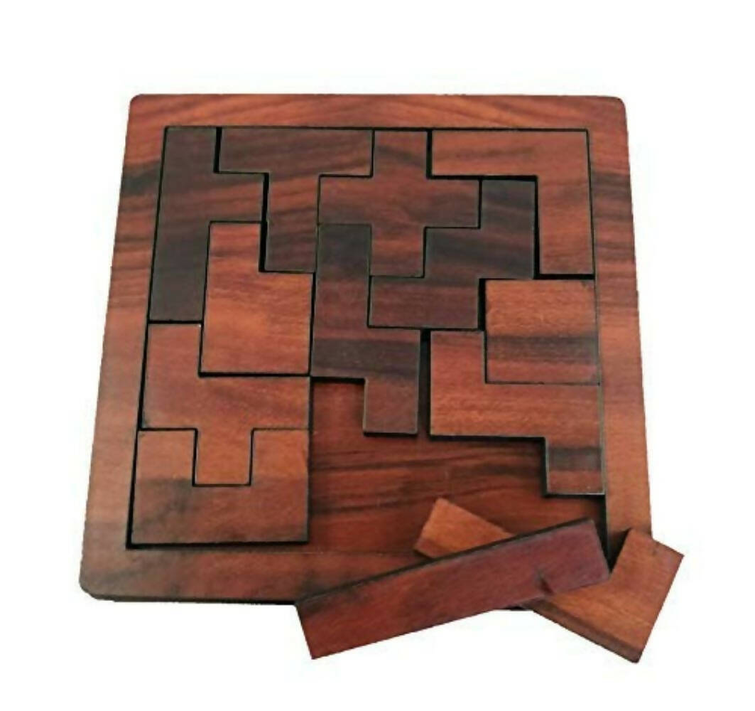 Kraftsman Portable Wooden Hexagon Puzzle | 11 Pieces Puzzle for Kids and Adults | Travel Pouch Included - Distacart