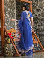 Thumbnail for Tikhi Imli Blue Embroidered Organza Saree - Distacart