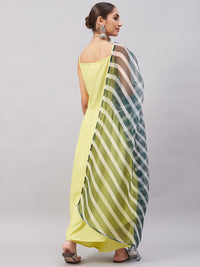 Thumbnail for InWeave Women's Summer Yellow R Strappy Kurta Set With Green Leh Dupatta - Distacart