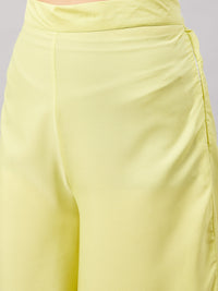 Thumbnail for InWeave Women's Summer Yellow R Strappy Kurta Set With Green Leh Dupatta - Distacart