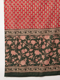 Thumbnail for InWeave Women's Light Green R Strappy Set W Green Red Print Cotton Dupatta - Distacart
