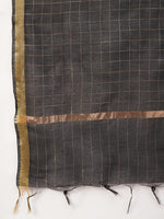 Thumbnail for InWeave Women's Yelllow Floarl Print Strappy Set W Black Gold Check Dupatta - Distacart