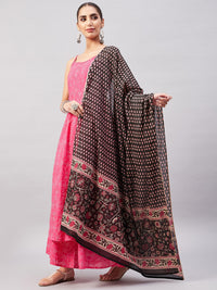 Thumbnail for InWeave Women's Pink Bandhani Strappy Set W Black Pink Ethnic Dupatta - Distacart
